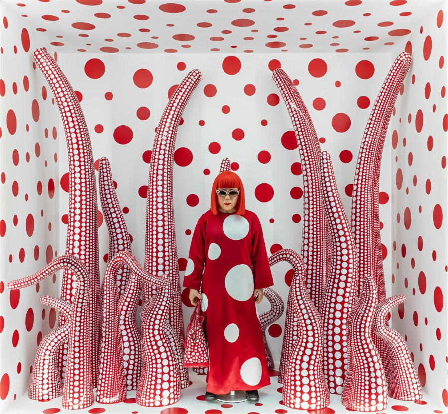 Monumental Yayoi Kusama installations at Louis Vuitton stores in